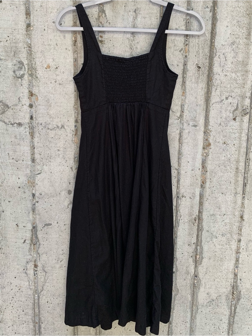 Fit & Flare Sleeveless Seamed Bodice Linen-Blend Midi Dress Old Money Chic XSP - Picture 3 of 10
